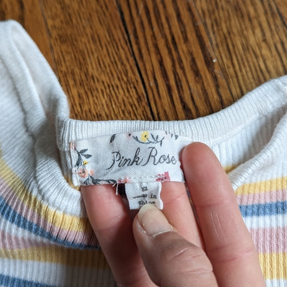 Pastel Striped Stretchy Knit Scoop Neck Top - Picture 3 of 6